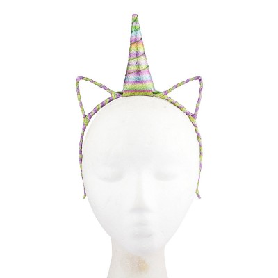 Headbands Multicolored Kitty Cat Ears Unicorn Horn Fashion Headband - CH18G28SEQC $9.45