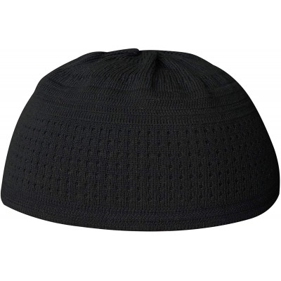 Skullies & Beanies Silver Grey Cotton Stretch Knit Kufi Hat Skull Cap - Comfortable - Unique Design - Black - C218N8NNH3C $15.67