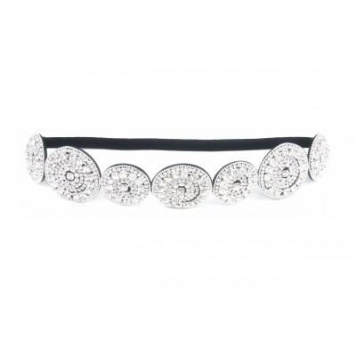 Headbands Thick Patterned Rhinestone Bridal Stretch Headbands (Style E) - Style E - C611PTVLFIN $24.74