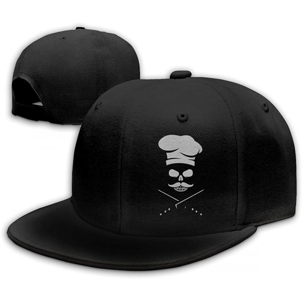 Baseball Caps Skull Chef Mustache Snapback Flat Baseball Cap Men's Adjustable - Black - CC18C0R69HK $15.58