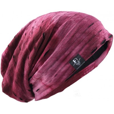 Skullies & Beanies Mens Slouchy Beanie Skull Cap Summer Thin Baggy Oversized Knit Hat B301 - B090-c-claret - CY18RZNZ9YD $11.97