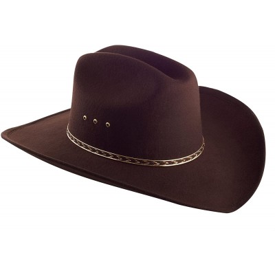Cowboy Hats Faux Felt Wide Brim Western Cowboy Hat - Brown - C711GG65XLF $25.84