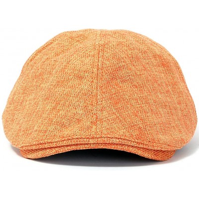 Newsboy Caps Linen-Like Flat Cap Cabbie Hat Gatsby Ivy Irish Stretch Newsboy - Orange - CY11DFOW4ZT $29.70