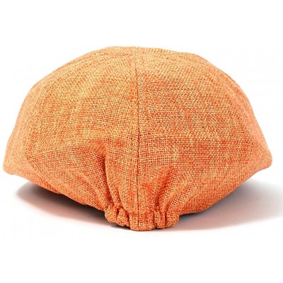 Newsboy Caps Linen-Like Flat Cap Cabbie Hat Gatsby Ivy Irish Stretch Newsboy - Orange - CY11DFOW4ZT $29.70