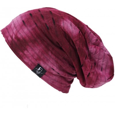 Skullies & Beanies Mens Slouchy Beanie Skull Cap Summer Thin Baggy Oversized Knit Hat B301 - B090-c-claret - CY18RZNZ9YD $11.97