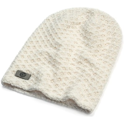 Skullies & Beanies Evony Warm Thick Slouch Beanie - Textured Knit with Soft Inner Lining - One Size - Off White - C6189260DZY...