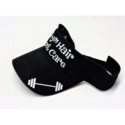 Sun Hats Glitter Gym Hair Don't Care Dumbbell Cotton Visor Fashion - White Glitter on Black Visor - C81822UNW9E $24.25