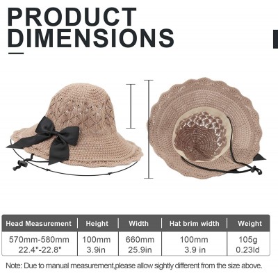 Sun Hats Women's Sun Blocking Straw Hat Soft Bow Summer Hat Foldable Roll up Floppy Beach Hats - Kakhi Sun Hat - CS19470DWSL ...