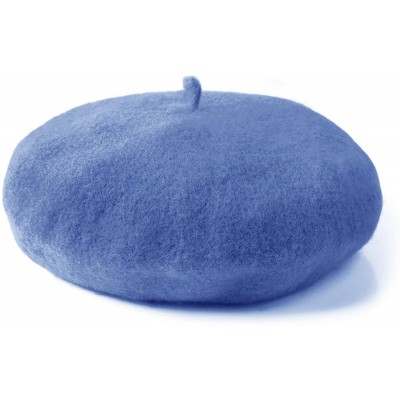 Berets Wool Beret Hat Solid Color French Artist Beret Skily Scarf Brooch - Sky Blue - C418KLM04KH $9.78