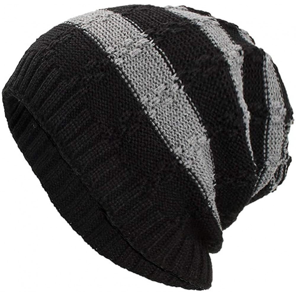 Skullies & Beanies Warm Oversized Chunky Soft Oversized Cable Knit Slouchy Beanie Winter Warm Knit Hat Skull Cap - Black 5 - ...