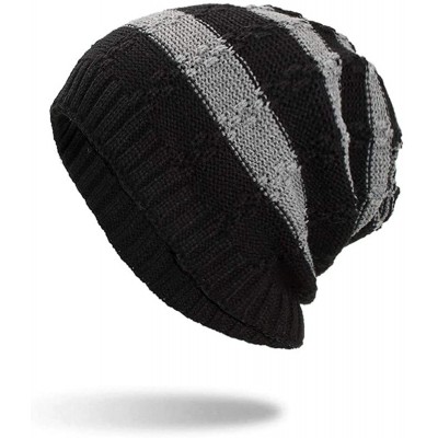 Skullies & Beanies Warm Oversized Chunky Soft Oversized Cable Knit Slouchy Beanie Winter Warm Knit Hat Skull Cap - Black 5 - ...