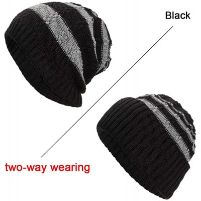 Skullies & Beanies Warm Oversized Chunky Soft Oversized Cable Knit Slouchy Beanie Winter Warm Knit Hat Skull Cap - Black 5 - ...
