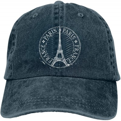 Baseball Caps Paris-Eiffel-Tower Cowboy Baseball Hat- Adjutable Baseball Cap for Men Women - Navy - CT18YEM95OY $10.39