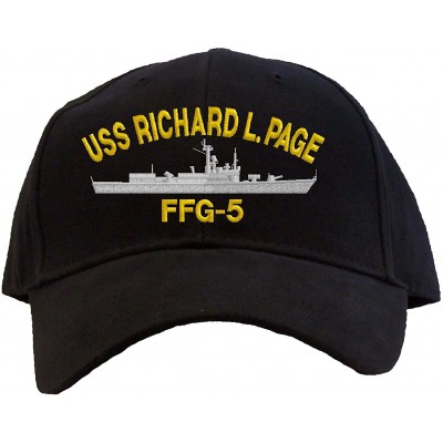 Baseball Caps USS Richard L. Page FFG-5 Embroidered Pro Sport Baseball Cap - Black - CI185UYW8ZN $15.58