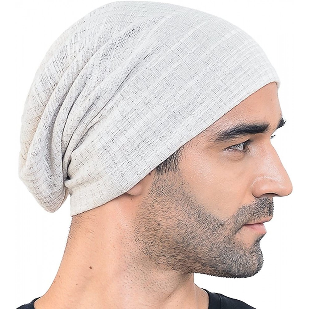 Skullies & Beanies Men Slouch Hollow Beanie Thin Summer Cap Skullcap B018h - Cream - CC121EHGVRZ $10.47