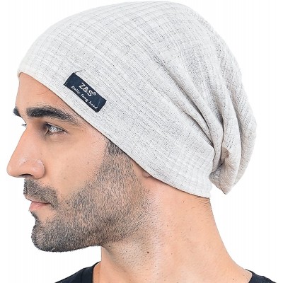 Skullies & Beanies Men Slouch Hollow Beanie Thin Summer Cap Skullcap B018h - Cream - CC121EHGVRZ $10.47