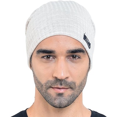 Skullies & Beanies Men Slouch Hollow Beanie Thin Summer Cap Skullcap B018h - Cream - CC121EHGVRZ $10.47