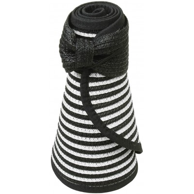Sun Hats Women Mens UPF 50+ Wide Brim Starw Sun Hat Roll Up Panama Fedora Beach Hat - Black White Stripes - CX18E30CT3Z $16.59