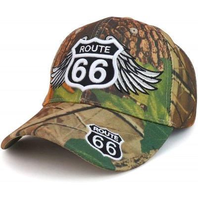 Baseball Caps Route 66 Angel Wings Embroidered Structured Baseball Cap - Hunting Camo - CR18OQAXIQR $9.82