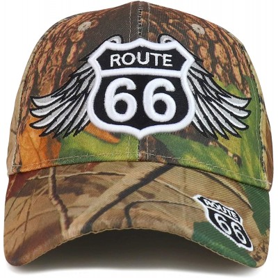 Baseball Caps Route 66 Angel Wings Embroidered Structured Baseball Cap - Hunting Camo - CR18OQAXIQR $9.82