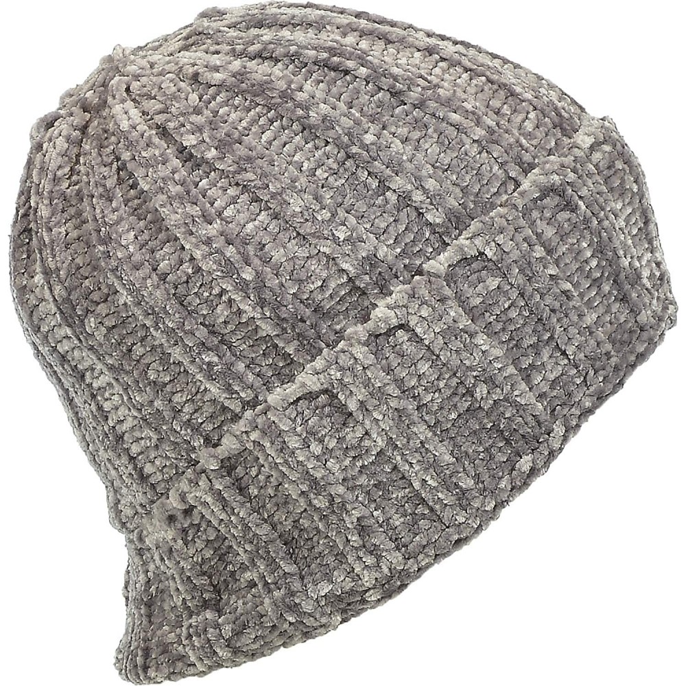 Skullies & Beanies Women's Chenille Rib Knit Hat Foldover Beanie Faux Fur Lined - 01 Gray - CT18IKDSSD9 $11.57