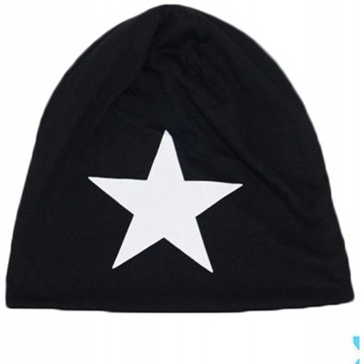 Skullies & Beanies Women's Winter Cotton Beanie Cap Thin Hip-hop Star Hat - Black - CJ1279BP23T $10.67