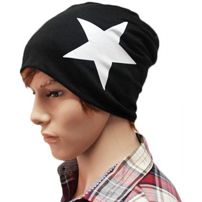 Skullies & Beanies Women's Winter Cotton Beanie Cap Thin Hip-hop Star Hat - Black - CJ1279BP23T $10.67