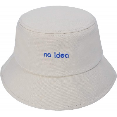 Bucket Hats Unisex Fashion Unique Word Embroidered Bucket Hat Summer Fisherman Cap for Men Women Teens - No Idea Beige - C819...