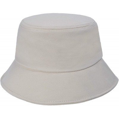 Bucket Hats Unisex Fashion Unique Word Embroidered Bucket Hat Summer Fisherman Cap for Men Women Teens - No Idea Beige - C819...