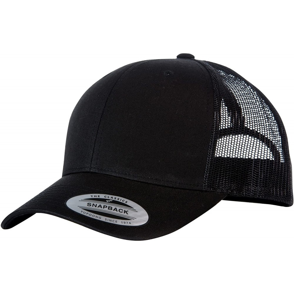 Baseball Caps Flexfit Retro Snapback Trucker Cap - Black/Black - CH12O6XQH1N $10.85