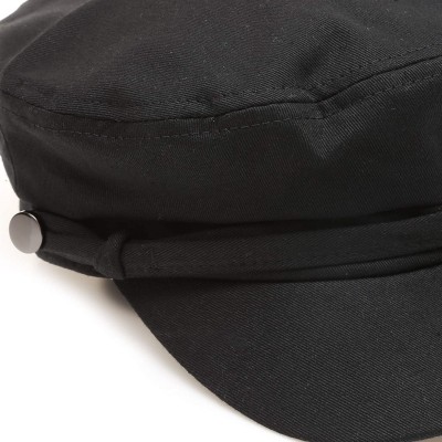 Newsboy Caps Women's 100% Cotton Greek Fisherman's Sailor Fiddler Hat Cap - Self Band-black - CL18C9Y25R0 $12.68