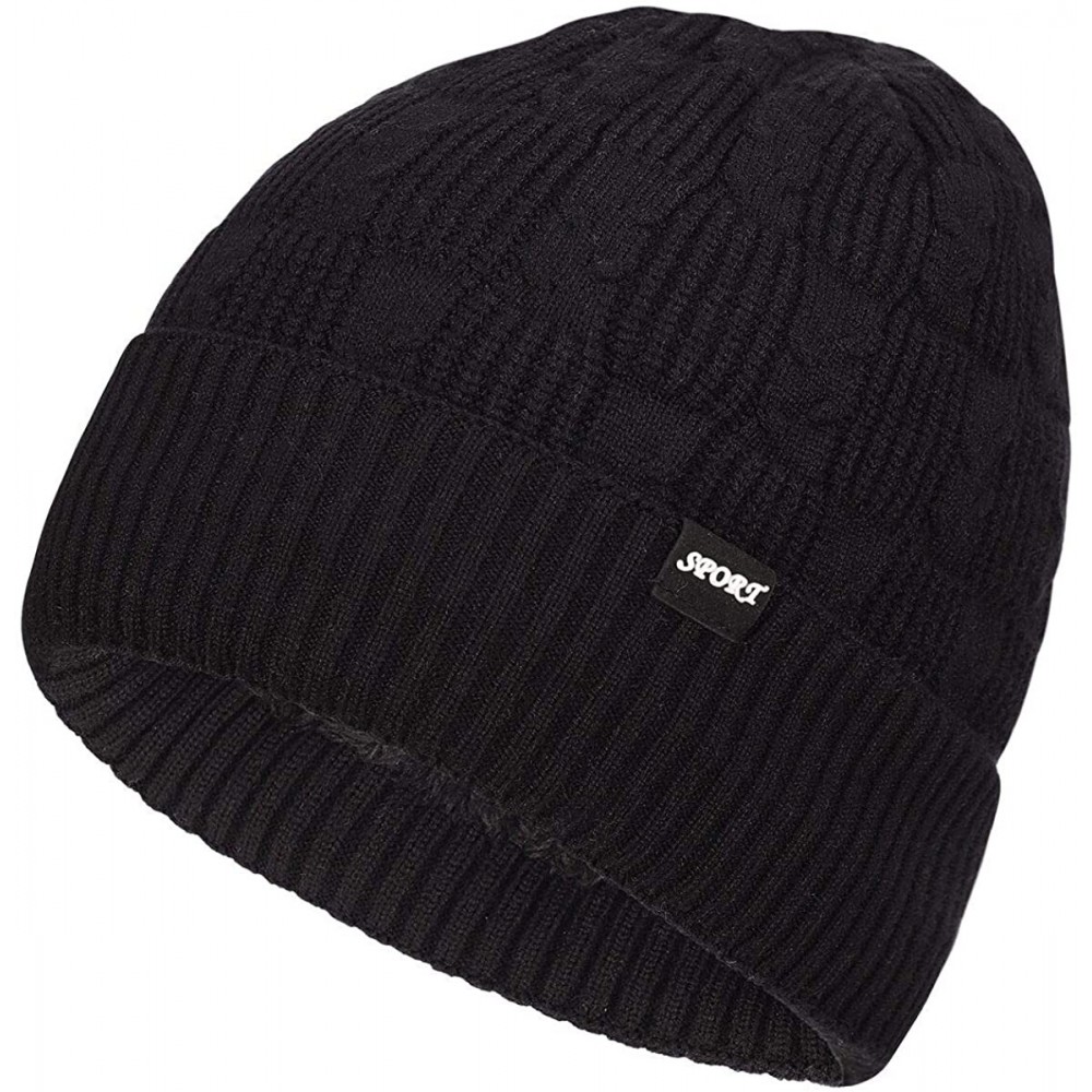 Skullies & Beanies Winter Beanie Fleece Toboggan - E1-black - C618L2XHZEE $9.02