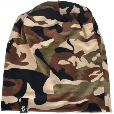 Skullies & Beanies Men Slouch Hollow Beanie Thin Summer Cap Skullcap - Camo Green - C5182GC227Y $12.92