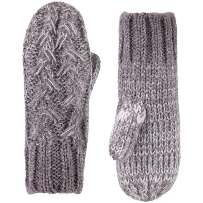 Skullies & Beanies Adult Women's 3 Piece Winter Set - Pompom Beanie Hat- Scarf- Mittens - Grey/White Gloves No Lined - CW18HA...