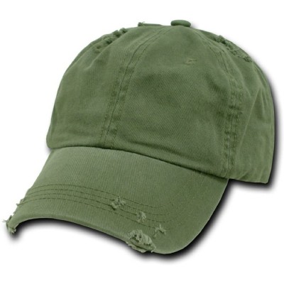 Baseball Caps Plain Spring Baseball Vintage Distressed Style Cap Hat - Olive - CO112UIUSW7 $11.72