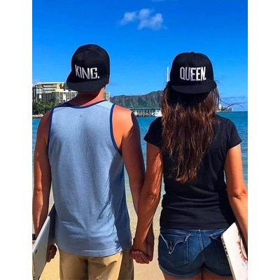 Baseball Caps King Queen Hats Matching Snapbacks Hip Hop Hats Couples Snapback Caps Adjustable - Black - CZ18DKGMQIQ $12.83