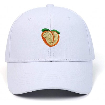 Baseball Caps Embroidered Strawberry Watermelon Adjustable - White+peach - CX18RD0T6YA $11.23