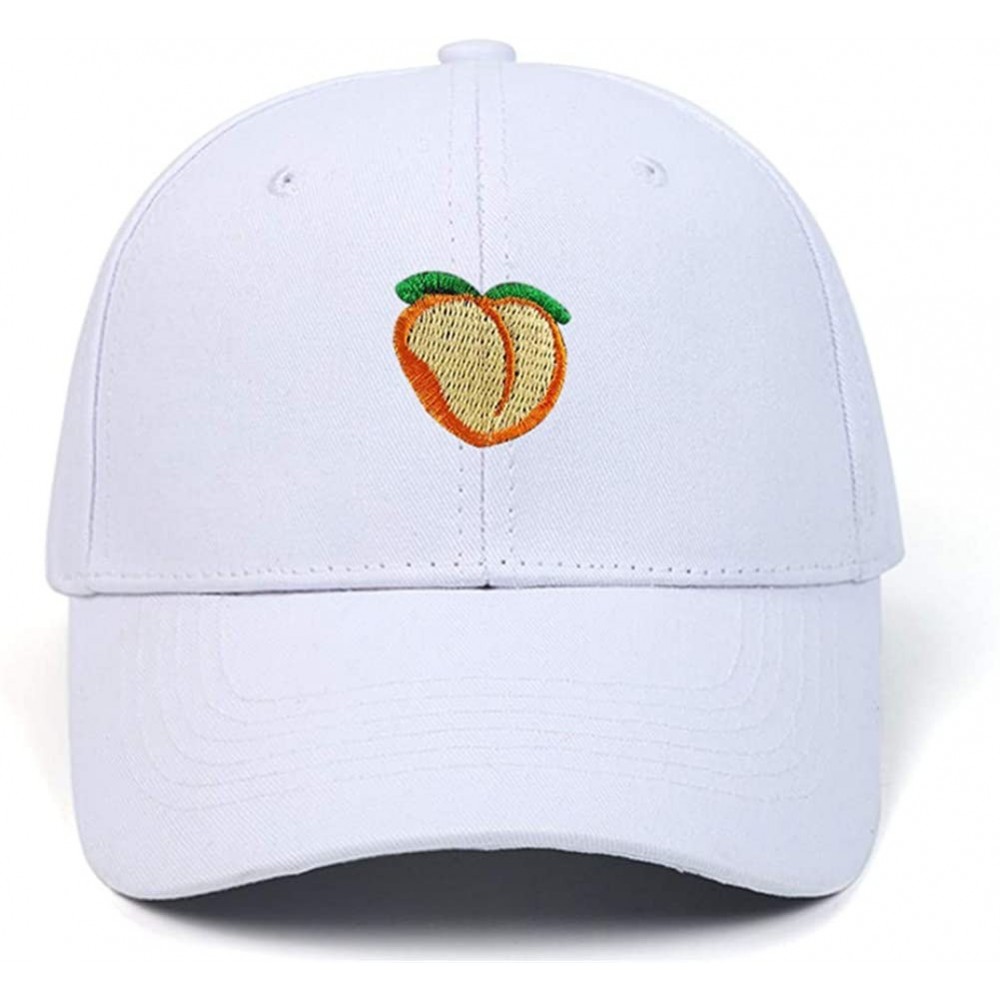 Baseball Caps Embroidered Strawberry Watermelon Adjustable - White+peach - CX18RD0T6YA $11.23