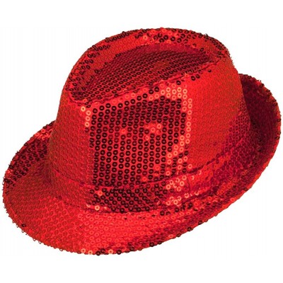 Fedoras Bright Red Sequins Fedora with Band (Small/Medium up to 58/59cm) - C011ONXI5NB $15.13