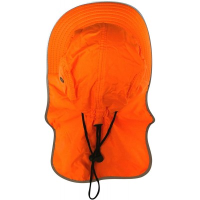 Sun Hats Men High Visibility Sun Hat with Neck Flap Wide Brim Boonie Hat Bucket Cap Packable Adjustable - Neon Orange - C418R...