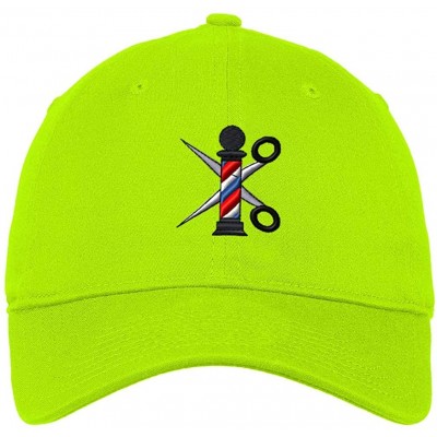 Baseball Caps Custom Soft Baseball Cap Barber Pole Scissors Embroidery Twill Cotton - Lime - CV18SIN299Q $10.02