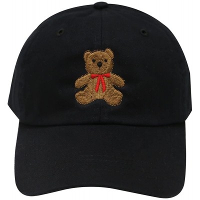 Baseball Caps Teddy Bear Cotton Baseball Cap - Black - CY12LC6Z291 $9.17
