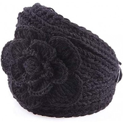 Cold Weather Headbands women's knit Winter headband ear warmer - Black - C918CGEYMTC $16.05