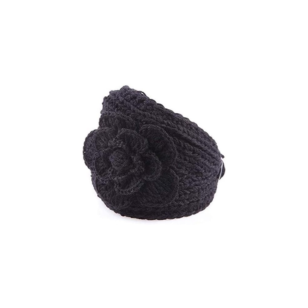 Cold Weather Headbands women's knit Winter headband ear warmer - Black - C918CGEYMTC $9.75