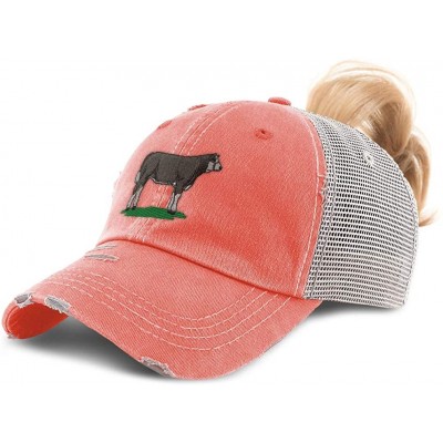 Baseball Caps Custom Womens Ponytail Cap Show Heifer Embroidery Cotton Strap Closure - Coral Design Only - C8195WRMHUS $19.71