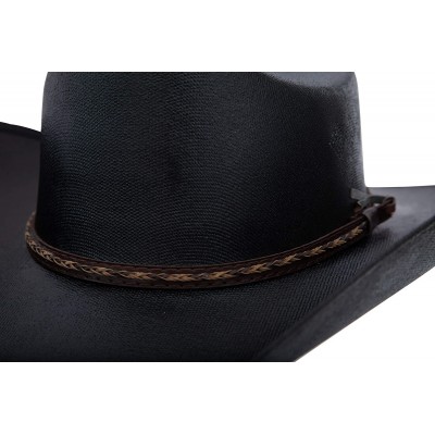 Cowboy Hats Classic Cattleman Straw Cowboy Hat Western Style Pinch Front Canvas Cowboy Cowgirl Hat - Canvas Black - CK18C5TR2...