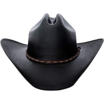 Cowboy Hats Classic Cattleman Straw Cowboy Hat Western Style Pinch Front Canvas Cowboy Cowgirl Hat - Canvas Black - CK18C5TR2...
