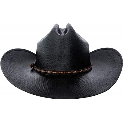 Cowboy Hats Classic Cattleman Straw Cowboy Hat Western Style Pinch Front Canvas Cowboy Cowgirl Hat - Canvas Black - CK18C5TR2...