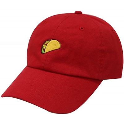 Baseball Caps Taco Emoji Cotton Baseball Cap Dad Hats - Red - CE12JQZ94M1 $16.24