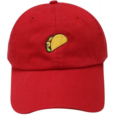 Baseball Caps Taco Emoji Cotton Baseball Cap Dad Hats - Red - CE12JQZ94M1 $16.24